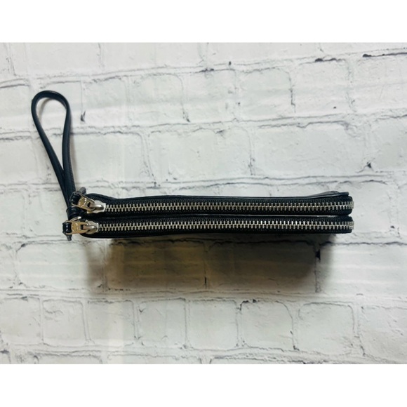 COACH Signature Double Corner Zip Wristlet Wallet Black Smoke PVC - Picture 5 of 10